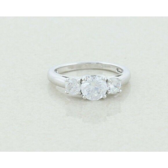 Sterling Silver CZ Three Stone Ring Size 6 Pretty Sparkly - Picture 1 of 8